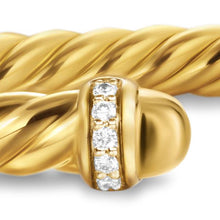 Load image into Gallery viewer, Cablespira Flex Bracelet in 18K Yellow Gold with Gold Domes and Diamonds, 4mm