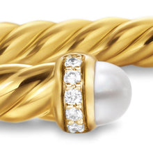 Load image into Gallery viewer, Cablespira Flex Bracelet in 18K Yellow Gold with Pearls and Diamonds, 4mm