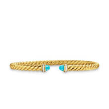 Load image into Gallery viewer, Cablespira Flex Bracelet in 18K Yellow Gold with Turquoise and Diamonds, 4mm