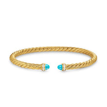 Load image into Gallery viewer, Cablespira Flex Bracelet in 18K Yellow Gold with Turquoise and Diamonds, 4mm