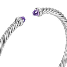 Load image into Gallery viewer, Cablespira Flex Bracelet in Sterling Silver with Amethyst and Diamonds, 4mm