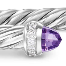 Load image into Gallery viewer, Cablespira Flex Bracelet in Sterling Silver with Amethyst and Diamonds, 4mm
