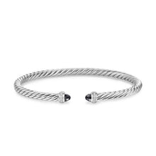 Load image into Gallery viewer, Cablespira Flex Bracelet in Sterling Silver with Black Onyx and Diamonds, 4mm