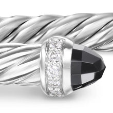 Load image into Gallery viewer, Cablespira Flex Bracelet in Sterling Silver with Black Onyx and Diamonds, 4mm