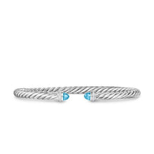 Load image into Gallery viewer, Cablespira Flex Bracelet in Sterling Silver with Blue Topaz and Diamonds, 4mm