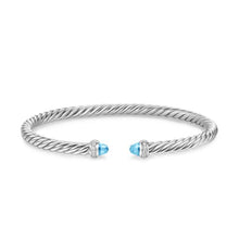Load image into Gallery viewer, Cablespira Flex Bracelet in Sterling Silver with Blue Topaz and Diamonds, 4mm
