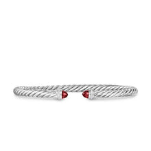 Load image into Gallery viewer, Cablespira Flex Bracelet in Sterling Silver with Rhodolite Garnet and Diamonds, 4mm