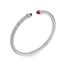 Load image into Gallery viewer, Cablespira Flex Bracelet in Sterling Silver with Rhodolite Garnet and Diamonds, 4mm