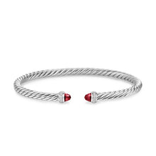 Load image into Gallery viewer, Cablespira Flex Bracelet in Sterling Silver with Rhodolite Garnet and Diamonds, 4mm