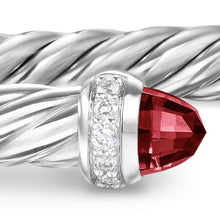 Load image into Gallery viewer, Cablespira Flex Bracelet in Sterling Silver with Rhodolite Garnet and Diamonds, 4mm