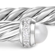 Load image into Gallery viewer, Cablespira Flex Bracelet in Sterling Silver with Pearls and Diamonds, 4mm