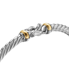 Load image into Gallery viewer, Cable Flex Buckle Bracelet in Sterling Silver with 14K Yellow Gold, 4mm
