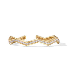 Load image into Gallery viewer, Zig Zag Stax Cuff Bracelet in 18K Yellow Gold with Diamonds, 5mm