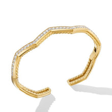 Load image into Gallery viewer, Zig Zag Stax Cuff Bracelet in 18K Yellow Gold with Diamonds, 5mm