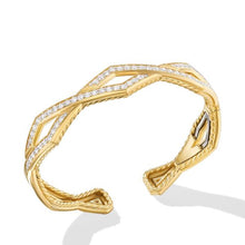 Load image into Gallery viewer, Zig Zag Stax Cuff Bracelet in 18K Yellow Gold with Diamonds, 13mm