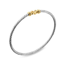 Load image into Gallery viewer, Micro Cable Flex Buckle Bracelet in Sterling Silver with 14K Yellow Gold, 2.6mm