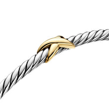 Load image into Gallery viewer, Micro Cable Flex Petite X Bracelet in Sterling Silver with 14K Yellow Gold, 2.6mm