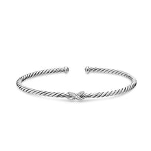 Load image into Gallery viewer, Micro Cable Flex Petite X Bracelet in Sterling Silver with Diamonds, 2.6mm