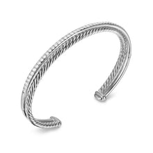 Load image into Gallery viewer, Crossover Two Row Bracelet in Sterling Silver with Diamonds, 6mm