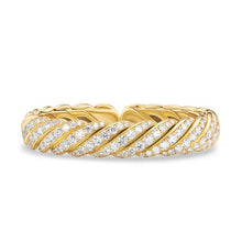 Load image into Gallery viewer, Sculpted Cable Flex Bracelet in 18K Yellow Gold with Diamonds, 11mm