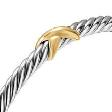 Load image into Gallery viewer, Cable Flex X Station Bracelet in Sterling Silver with 14K Yellow Gold, 4mm
