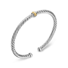 Load image into Gallery viewer, Cable Flex Station Bracelet in Sterling Silver with 14K Yellow Gold, 4mm
