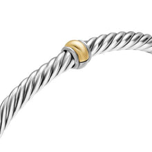 Load image into Gallery viewer, Cable Flex Station Bracelet in Sterling Silver with 14K Yellow Gold, 4mm