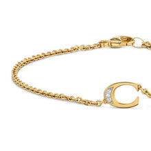 Load image into Gallery viewer, Petite Pave Initial Chain Bracelet in 18K Yellow Gold with Diamond C