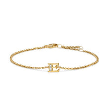 Load image into Gallery viewer, Petite Pave Initial Chain Bracelet in 18K Yellow Gold with Diamond E