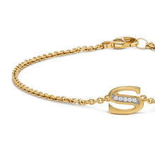 Load image into Gallery viewer, Petite Pave Initial Chain Bracelet in 18K Yellow Gold with Diamond S