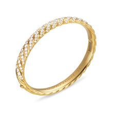 Load image into Gallery viewer, Sculpted Cable Bangle Bracelet in 18K Yellow Gold with Diamonds, 8mm