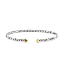 Load image into Gallery viewer, Micro Cable Flex Bracelet in Sterling Silver with 14K Yellow Gold, 2.6mm