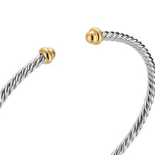 Load image into Gallery viewer, Micro Cable Flex Bracelet in Sterling Silver with 14K Yellow Gold, 2.6mm