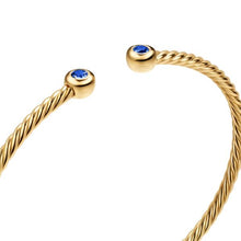 Load image into Gallery viewer, Micro Cablespira Flex Round Bracelet in 18K Yellow Gold with Blue Sapphires, 2.6mm