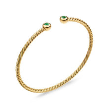 Load image into Gallery viewer, Micro Cablespira Flex Round Bracelet in 18K Yellow Gold with Emeralds, 2.6mm
