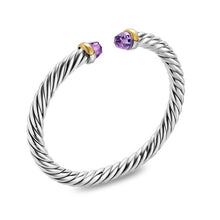 Load image into Gallery viewer, Cable Flex Bracelet in Sterling Silver with 14K Yellow Gold and Amethyst, 6mm