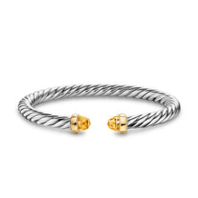 Load image into Gallery viewer, Cable Flex Bracelet in Sterling Silver with 14K Yellow Gold and Citrine, 6mm