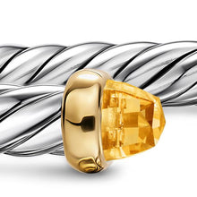 Load image into Gallery viewer, Cable Flex Bracelet in Sterling Silver with 14K Yellow Gold and Citrine, 6mm