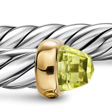 Load image into Gallery viewer, Cable Flex Bracelet in Sterling Silver with 14K Yellow Gold and Peridot, 6mm