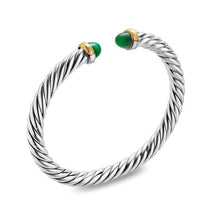 Load image into Gallery viewer, Cable Flex Bracelet in Sterling Silver with 14K Yellow Gold and Green Onyx, 6mm