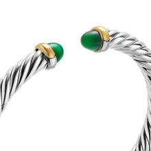 Load image into Gallery viewer, Cable Flex Bracelet in Sterling Silver with 14K Yellow Gold and Green Onyx, 6mm