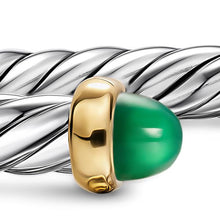 Load image into Gallery viewer, Cable Flex Bracelet in Sterling Silver with 14K Yellow Gold and Green Onyx, 6mm