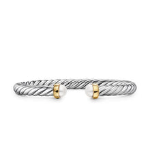 Load image into Gallery viewer, Cable Flex Bracelet in Sterling Silver with 14K Yellow Gold and Pearls, 6mm