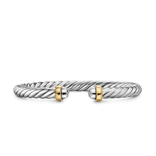 Load image into Gallery viewer, Cable Flex Bracelet in Sterling Silver with 14K Yellow Gold, 6mm