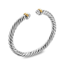 Load image into Gallery viewer, Cable Flex Bracelet in Sterling Silver with 14K Yellow Gold, 6mm
