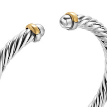 Load image into Gallery viewer, Cable Flex Bracelet in Sterling Silver with 14K Yellow Gold, 6mm