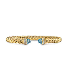 Load image into Gallery viewer, Cablespira Flex Bracelet in 18K Yellow Gold with Blue Topaz and Diamonds, 6mm