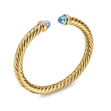 Load image into Gallery viewer, Cablespira Flex Bracelet in 18K Yellow Gold with Blue Topaz and Diamonds, 6mm