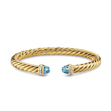 Load image into Gallery viewer, Cablespira Flex Bracelet in 18K Yellow Gold with Blue Topaz and Diamonds, 6mm