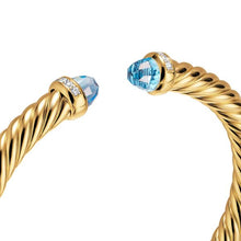 Load image into Gallery viewer, Cablespira Flex Bracelet in 18K Yellow Gold with Blue Topaz and Diamonds, 6mm